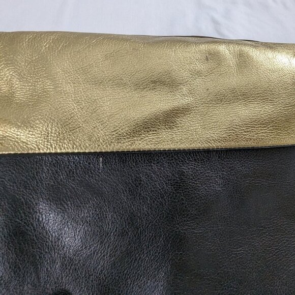 Fossil Black and Gold Leather Top Zipper Sydney Shoulder Tote Bag - Picture 9 of 9